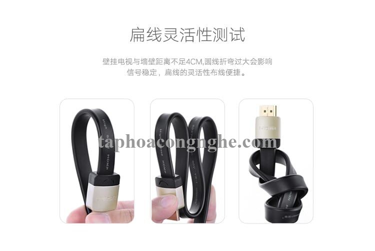 Ugreen 10265 10M màu Đen Cáp tín hiệu HDMI chuẩn 2.0 cáp dẹt đầu bọc hợp kim HD123 30010265